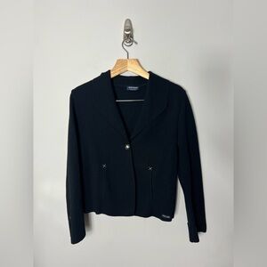 Saint James 100% Pure Wool Black Cardigan Sweater Jacket Size 8 *H